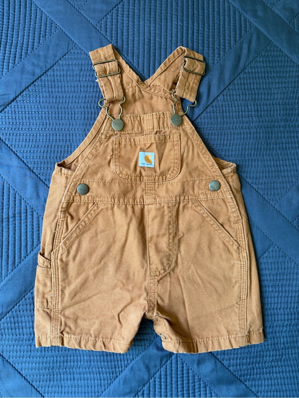 Carhartt Baby Overalls 3M Brown Canvas Shortalls Bib Snap USA Classic